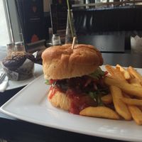 Black bean burger and choc muffin at Phoenix Coffee in Bruchsal