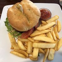 black bean burger with selfmade Ketchup  at Phoenix Coffee in Bruchsal