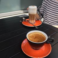 Black coffee and soy latte  at Phoenix Coffee in Bruchsal