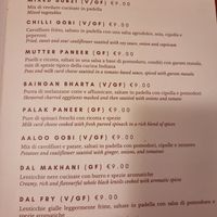 An exampme of options V means vegan at Sitar in Rome