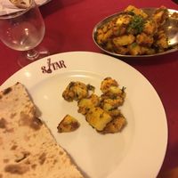 Aaloo gobhi—cauliflower and potatoes roasted in spices. Served with roti at Sitar in Rome