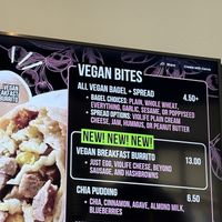 Vegan menu  at Jaho Coffee Roaster & Wine Bar in Boston