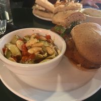 Buffalo bomber and artichoke butterbean cucumber saladd  at Eloise in El Paso