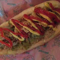 Hot dog with sauerkraut  at Beelzebab in Brighton