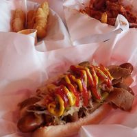 loaded hot dog at Beelzebab in Brighton