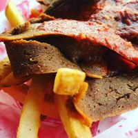 Doner 'meat' and chips at Beelzebab in Brighton