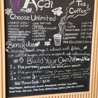 Acai, tea, coffee, smoothie menu at The Upbeet Life in La Grange
