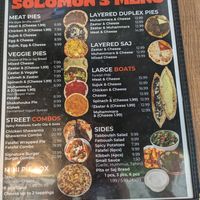 Menu at Solomon's Oven in Ottawa