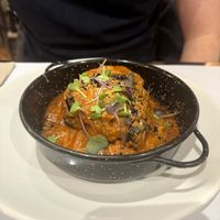 Aubergine moussaka romesco sauce, chestnut bechamel, quorn bolognese and vegan cured cheese at Restaurante Oslo in Valencia