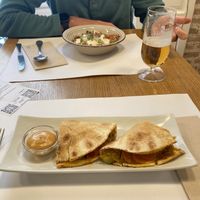 Quesadilla and quinoa salad from lunch set menu   at Restaurante Oslo in Valencia