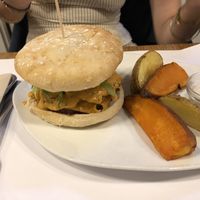 vegan burger (not amazing)  at Restaurante Oslo in Valencia