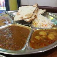 Vegan thali with plain naan (no butter) at Om Vegetarian - Capitol Arcade in Melbourne