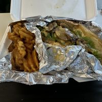 Philly Combo (steak) w/ waffle fries at Big Fat Vegan in Atlanta