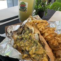 The Philly with a matcha lemonade   at Big Fat Vegan in Atlanta