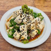 Tofu and okra salad  at Mackie Mayor in Manchester