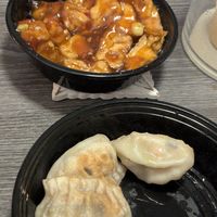 General Tso's Tofu and Veggie Dumplings at Fire Wok in Windsor Locks