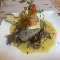 Seitan and veggies and curry sauce  at De Preuverie in Hasselt