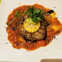 Grilled seitan in ratatouillesaus at De Preuverie in Hasselt