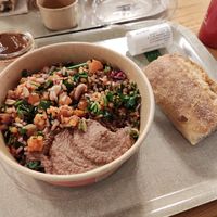 Salad with bread and soy sauce at EXKi - Kleber in Paris