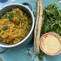 Butternut squash dhal - vegan version  at Cobbles and Clay - The Art Cafe in Haworth