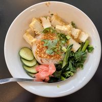 Vegan Khao Haang (topped with incredible fried garlic)  at Khao Moo Dang in Portland