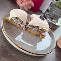 Veganer Kuchen mit Blaubeeten und veganer Sahne at KutscherHus in Waldeck