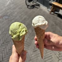 Sweet matcha and popcorn  at Scoops in The Hague