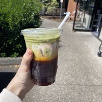 Matcha Thai tea with coconut milk  at Thai Wisdom Bistro Edmonds in Edmonds