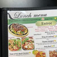Labels on menu to show a vegan version is available  at Thai Wisdom Bistro Edmonds in Edmonds