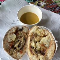 Steve grinder made vegan   at Lottie & Zula's in Portland