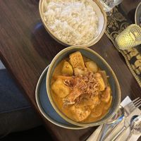 Tofu massaman and rice  at Krua Thai by Charoennet in Elgin