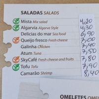 Menu at Sky Café - RESTAURANTE in Alvor