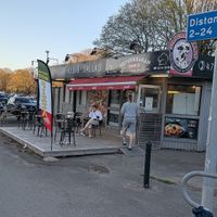 Outside at Silverkråkans Pizzeria in Vaestra Froelunda