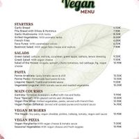 Vegan menu at Coconut Restaurant in Rhodes