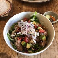 Rice bowl with fried soy "chicken" at Harukucchii in Fujisawa