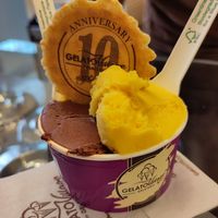 Dark chocolate and mango at Gelato Village in Leicester