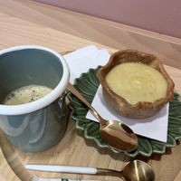 Vanilla flan and cafe allonge   at Perle en Sucre in Montpellier