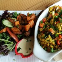 Scrambled tofu at Lotus Seed Vegan in Vancouver