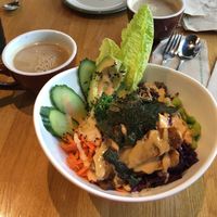 poke salad bowl  at Lotus Seed Vegan in Vancouver