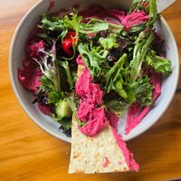 Beetroot hummus at Fork & Vine Social in Decatur