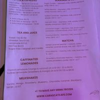 Menu   at Cara's Cat Cafe in Destin