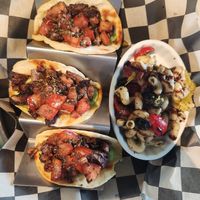 Vegan steak balsamic tacos with pasta salad (no feta) at Cara's Cat Cafe in Destin