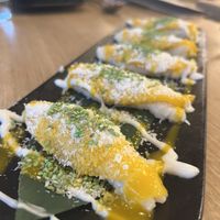 Dessert: mango sticky rice (not as sweet as this usually is)  at Bloom Sushi Marais in Paris