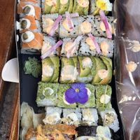 plate for one person and 8 dragon makis  at Bloom Sushi Marais in Paris