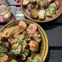 Seasonal vegan options - Asian noodle salad, roasted potatoes.   at CHAFF in Brussels