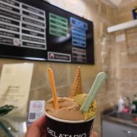 Pistachio and hazelnut at Gelatario Gelateria naturale in Lecce