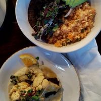 Taco de Coliflor and Bowl de Champiñones at Suculenta Cantina in Pflugerville