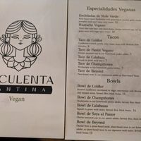 Separate vegan menu at Suculenta Cantina in Pflugerville