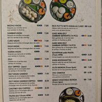 Menu South Indian starters at NK Arya Bhavan - South Indian Pure Vegetarian Restaurant Brussels in Brussels