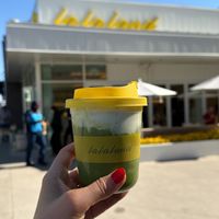 Iced chai matcha with oat milk and dairy free cold foam at La La Land in Nashville